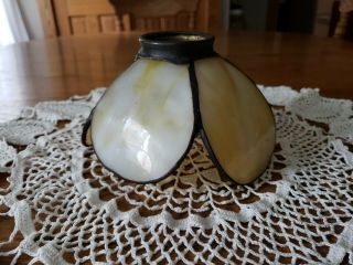 Antique Arts & Crafts Amber Slag Glass Floral Shaped Light Lamp Shade 6.  25×3.  75 2