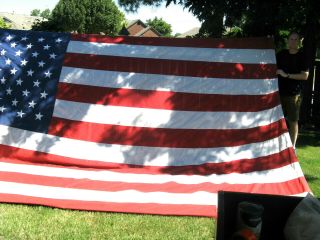 Large American Flag 15ft.  X 10ft Cotton 50 Embroidered Stars
