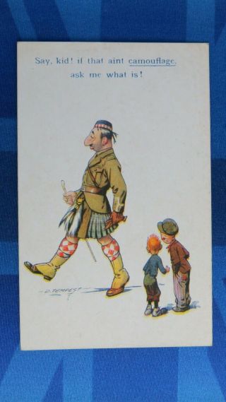 Ww1 Bamforth Comic Postcard Jew Jewish Humour Seaforth Highlander Soldier Theme