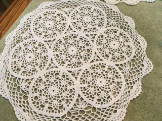 5 Lovely Vintage Hand - Crocheted Ecru Color Cotton Doilies/placemats