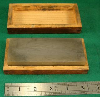 5 " Arkansas Oil Stone Mounted In A Wood Case Sharpening Honing Grinding