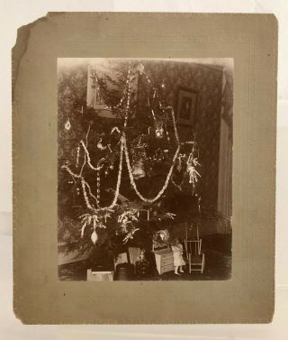 Vintage 1890s Victorian Christmas Tree Toys Dolls Interior Photo