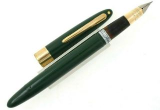 Vintage Sheaffer Valiant Dark Green Fountain Pen W/ 14k Fine Nib