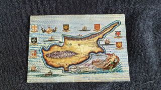 Postcard With Stamp Map Of Cyprus
