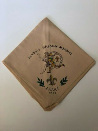 1963 World Jamboree Tan Souvenir Neckerchief Greece Boy Scouts Near