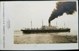 1906 Great Northern Steamship Co Ss Dakota Route To Orient Real Photo,  Sank 1907