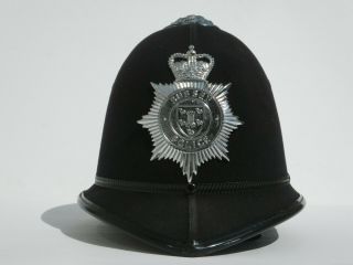 British Uk London Sussex Police Custodian Bobby Helmet Hat Cap W/ Badge