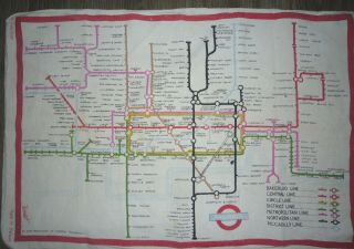Lamont Signed Irish Pure Linen Tea Towel London Transport Map
