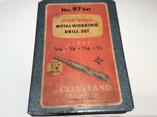 Rare Vintage Cleveland Twist Drill Co.  High Speed Metalworking Drill Set