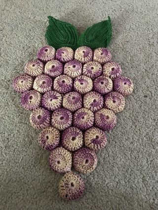 Vintage Crocheted Grape Bottle Top Pot Holder