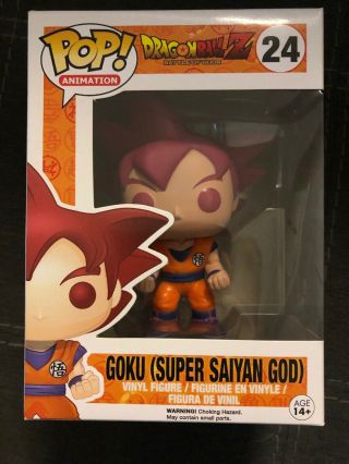 Funko Pop Animation 24 Saiyan God Goku Authentic