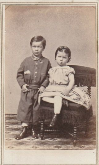 Cdv Civil War Stamp,  Daguerreotype Photographer W.  Shew,  S.  F.  Ca,  Brother & Sister,