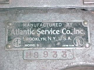 Vtg Atlantic Service Co.  Hook - Eye Cutlary Grinder 1/4HP Electric Knife Sharpener 3