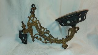 Vintage Black & Gold Cast - Iron Wall Mount Oil Lamp Holder 3746