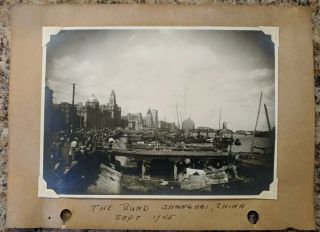 Shanghai China Chinese The Bund Ship Port Town View 1945 Wwii Real Photo 6