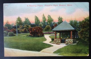 Boston,  Mass.  C.  1910 Pc.  View Of Resting House In Franklin Park