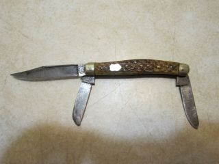 Vintage Vom Cleff & Co.  Germany 3 Blade Folding Pocket Knife W Bone Handle Mm26