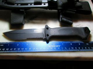 Large Black Gerber Lmf Ii Infantry Fixed Blade Tpv Handle Knife W/sheath Usa