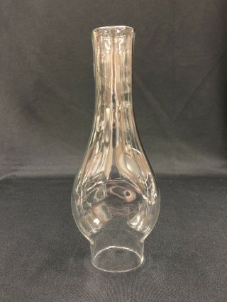 Early C.  1860 - 70’s Thick Blown Flat Clear Glass 2 3/8 In Ftr Chimney For Oil Lamp