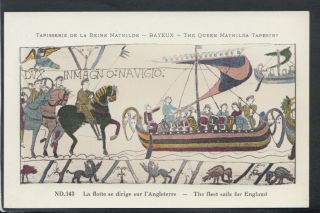 History Postcard - Bayeux - The Queen Mathilda Tapestry - Fleet Sails Rs12676