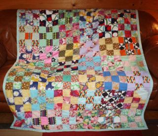 Vintage Handmade Patch Quilt 56 " X 76 " Cutter Or Restore
