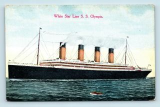 Rms Olympic - White Star Line Ocean Liner Steamer - Titanic Sister - Postcard