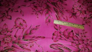 Vintage Hawaiian Textiles Vhy Cotton Fabric Gold Red Pinks X6734 17 " X35 " Piece