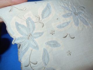 Vtg Antique Madeira Hand Embroidered Cream Linen Guest Bath Tea Hand Towel 13x19