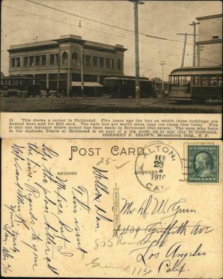 1910 This Shows A Corner In Richmond Contra Costa County California Postcard