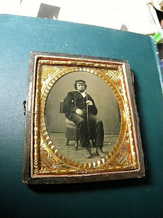 1/6 Plate Tintype - Man With Fishing Rod