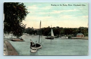 Cleveland,  Oh - Early 1900s Sail Boating On The Rocky River - Postcard