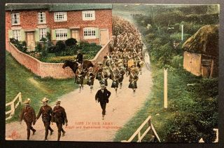 Postcard Argyll & Sutherland Highlanders Scottish Soldiers March Bagpipes Army