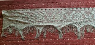 Heritage Lace Fireplace Mantle Scarf - Sage Green Lace With Fringe
