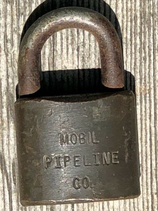 Vintage Wb Wilson Bohannan Brass Padlock—mobil Pipeline Co.  —no Key