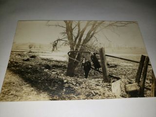 C.  1915 " C & Mv Railway Track After Flood,  Circleville,  Ohio " Rppc Post Card