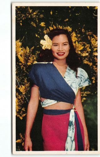 Pretty " Island Girl " United Airlines Advertising Postcard Hawaii Th C 1950