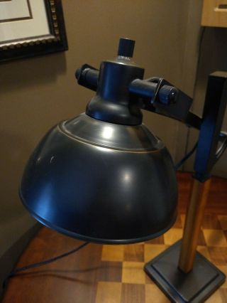 Vintage Art Deco Machine Age Industrial Steampunk Table Desk Lamp w/ Metal Shade 2