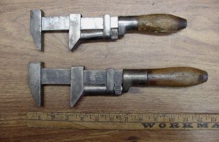 2 Antique A&g Coes Round W.  H.  Monkey Wrenches,  Both W/19th Century Patent Dates