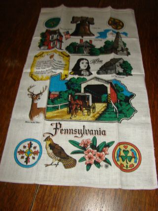 Vintage Linen Souvenir Hand Fingertip Towel Pennsylvania