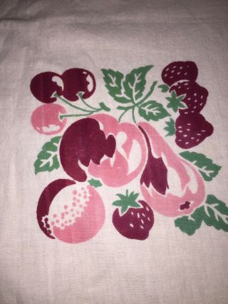 Vintage Pink Table Cloth Cactus Cherries Palm Trees Fruit Strawberries 5