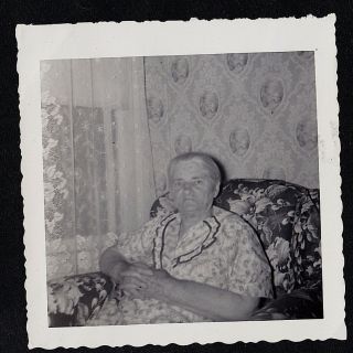 Antique Vintage Photograph Older Woman Sitting In Retro Chair