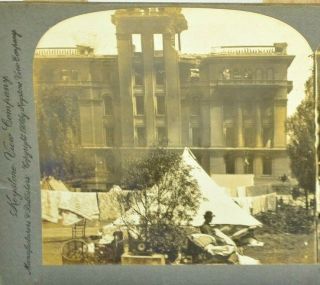 Keystone Stereoview Of Burial Gorund San Francisco Earthquake & Fire 1906 13285
