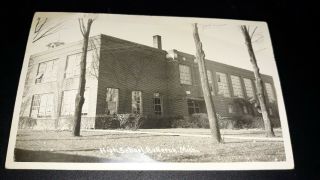 1949 High School Bellevue Michigan Rppc Real Photo Postcard