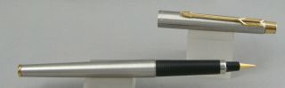 Parker Classic Flighter Stainless Steel & Gold Fountain Pen - Fine Nib - 1991 - Usa