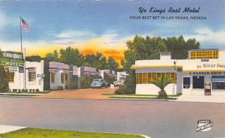 " Ye Kings Rest Motel " Las Vegas Nv Roadside Nevada Vintage Postcard Ca 1940s