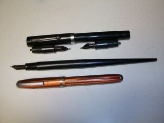 Vintage Esterbrook Fountain Pens Black & Copper Color Sheaffer Pen W/extra Tips