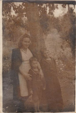 1950 Family Mother W/ Sons Woman Cute Little Boys Old Soviet Russian Photo