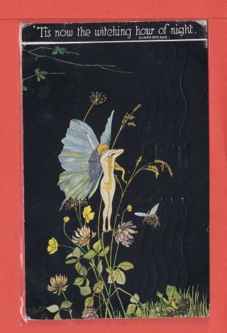 Alice Marshall The Witching Hour Fairy With Blue Wings P/u 1929 Pub Raphael Tuck