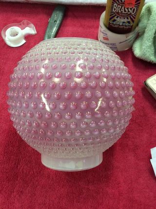 Vintage Pink Hobnail Oil Lamp Globe Shade