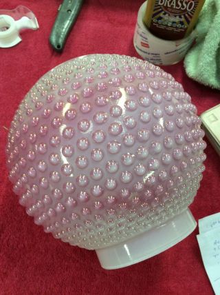 Vintage Pink Hobnail Oil Lamp Globe Shade 3